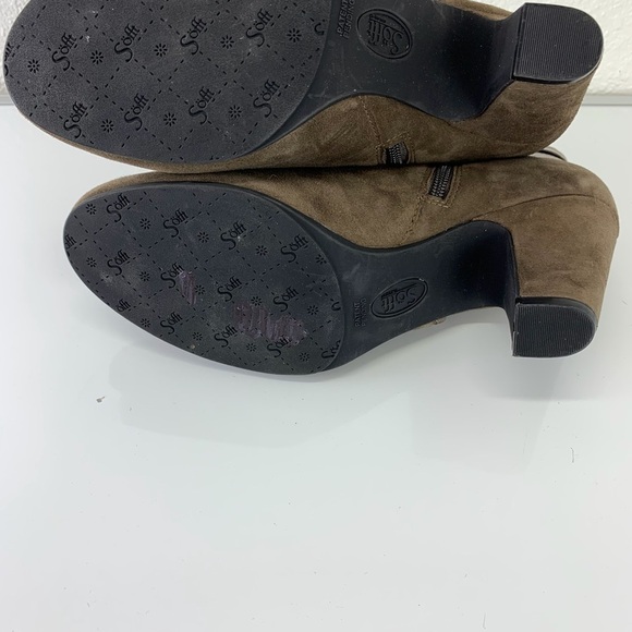 Sofft Ankle Boots suede leather Double Buckle Zip Up Taupe green 9 boho chic - Picture 5 of 10